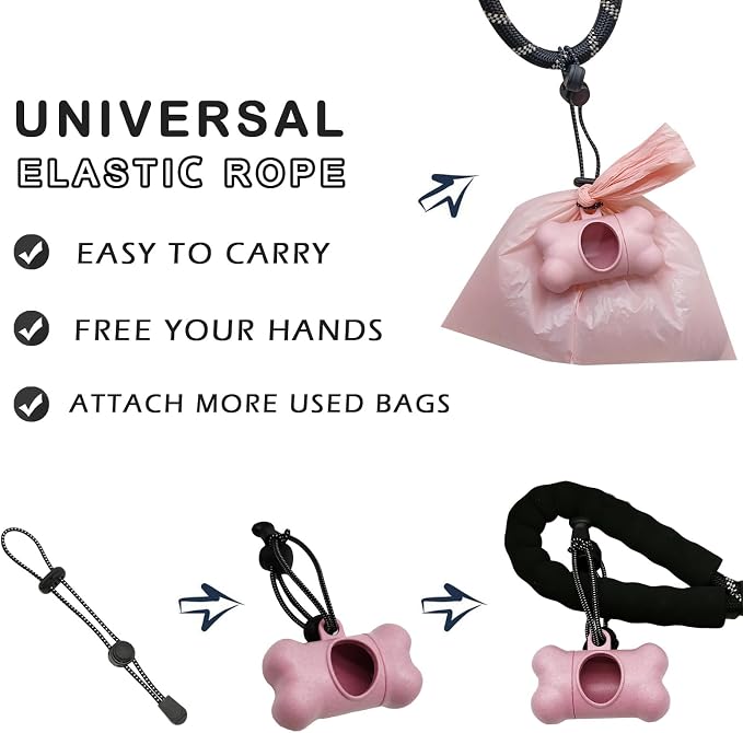 Dog Poop Pickup Bags Holder Dispenser with Standard-Sized Leak-Proof Scented Doggy Waste Bags and Carabiner with Safety Lock&Fastener Never Loose on Leash Lead Again (2 Holders 30 Bags, Pink) - Image 2