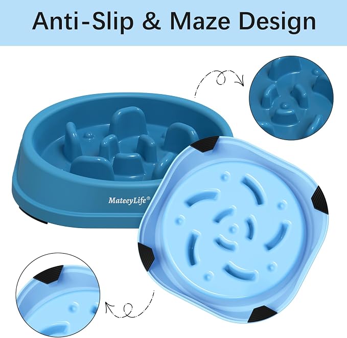 MateeyLife 2-Pack Slow Feeder Dog Bowls, 1 Cup, Dog Puzzle Feeder Bowl | Food-contact safe, dishwasher safe, non-slip base, maze design, for fast eaters, for dogs and cats, daily mealtimes - Image 4