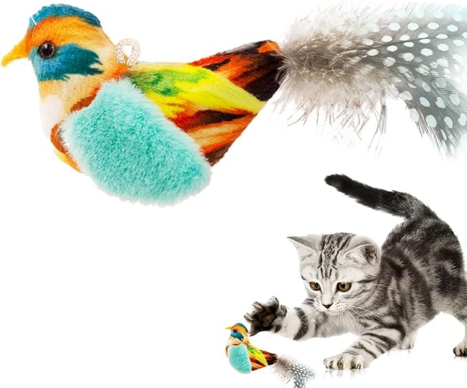 Interactive Cat Toys for Indoor Cats,Catnip and Feather,2Pcs | Realistic Chirp,Teaser String Included,Natural Catnip,Teething and Kicking,Indoor Kitty Kitten Exercise,3.5 inches - Image 9