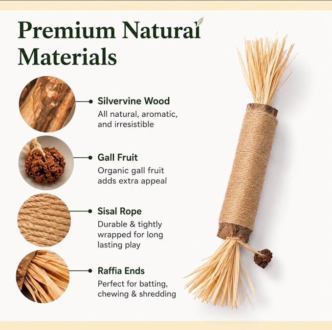 Extra Large Silvervine Sticks for Cats 2 Pack, Natural Cat Chew Toys with Sisal Rope & Feathers, Silver Vine Catnip Alternative for Indoor Cats & Kittens - Image 6