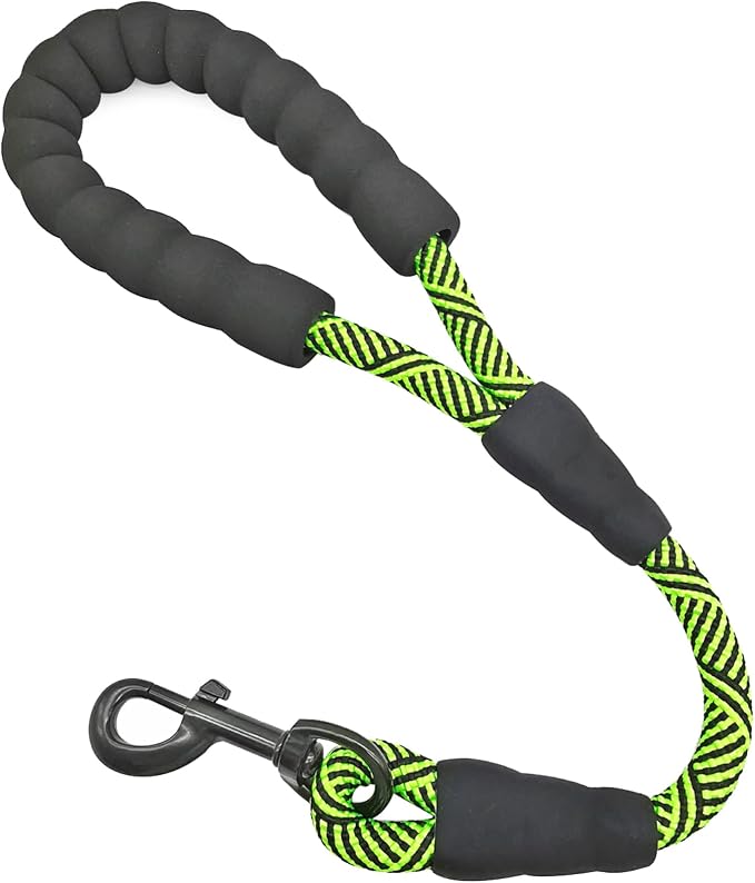 Short Dog Leash 18 Inch Rope Traffic Leash with Padded Dog Handle | 1.5FT Dog Lead 1/2” Strong Nylon Tab for Medium Large Dogs Control Training Walking (Green) by Mycicy