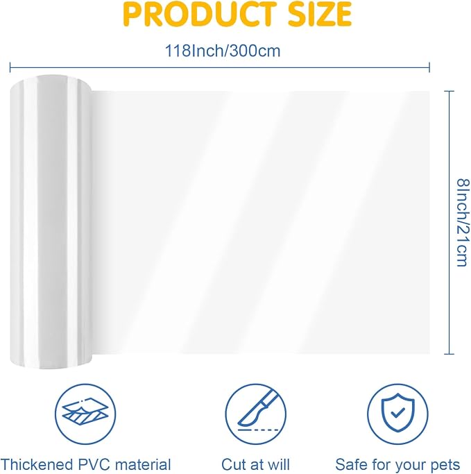 Door Protector Tape from Dog Scratching 8Inch x 118Inch | Dog Scratch Guard for Doors & Furniture –Transparent No-Residue Pet Scratch Protector - Image 2