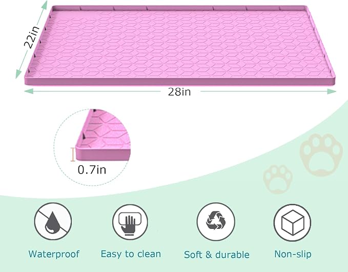 Cat Litter Mat, Silicone Large Cat Mat for Litter Box - 28x22 in, Waterproof & Non-Slip, Durable & Easy Clean, Pink - Image 4