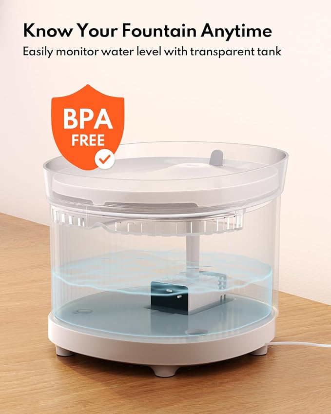 Homerunpet Cat Water Fountain with Wireless Pump, Ultra Quiet Pet Fountain | BPA-Free, Detachable Design Easy to Clean Pet Water Fountain Indoor, Filter Included, 2L/68oz - Image 8
