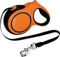 26Ft Retractable Dog Leash, Heavy Duty Great Leash for Dog up to 110 lbs, Anti-Slip Rubberized Handle, One-Handed Brake, Strong Nylon Tape, Tangle Free(Large，Orange&Black). by Unknown