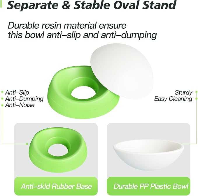 Elevated Cat Bowl, Adjustable Raised Slanted Food Bowl for Cats and Small Dogs, Wide Shallow PP Dish with TPR Non Slip Base, Whisker Friendly, 17 oz - Image 5
