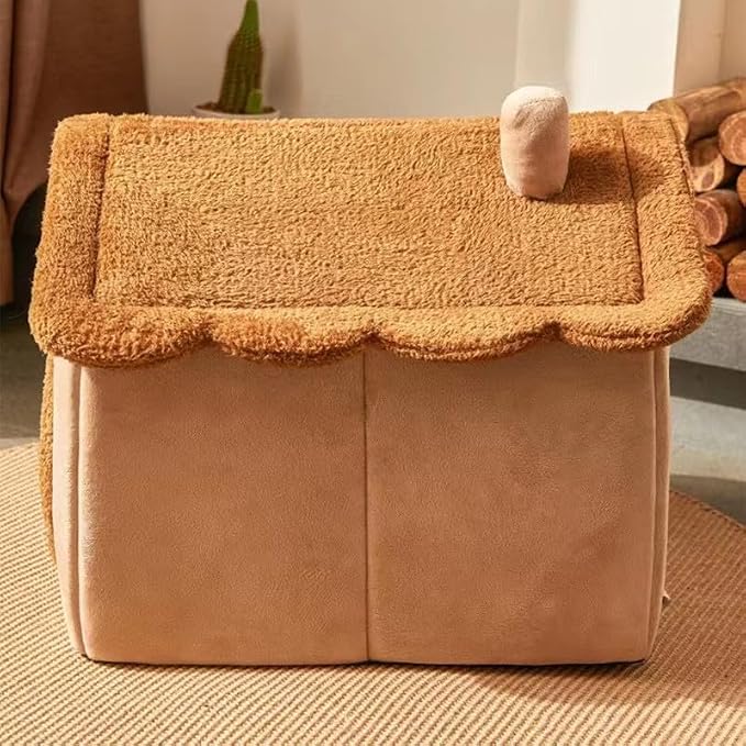 Cat Beds for Indoor Cats, Cute Bear Shape Cat Bed Cave, Brown | Pet House Cats Tent with Removable Cushion Pillow for Kittens Puppy Small Dogs - Image 8