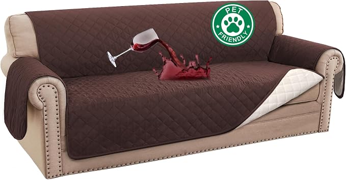 Turquoize 100% Waterproof Sofa Covers Couch Cover Sofa Cover for Dogs Couch Protector Triple Non-Slip Sofa Slipcover for 3 Cushion Couch Furniture Protector for Pets, Kids,Dog (XL Sofa 78", Brown) by Turquoize