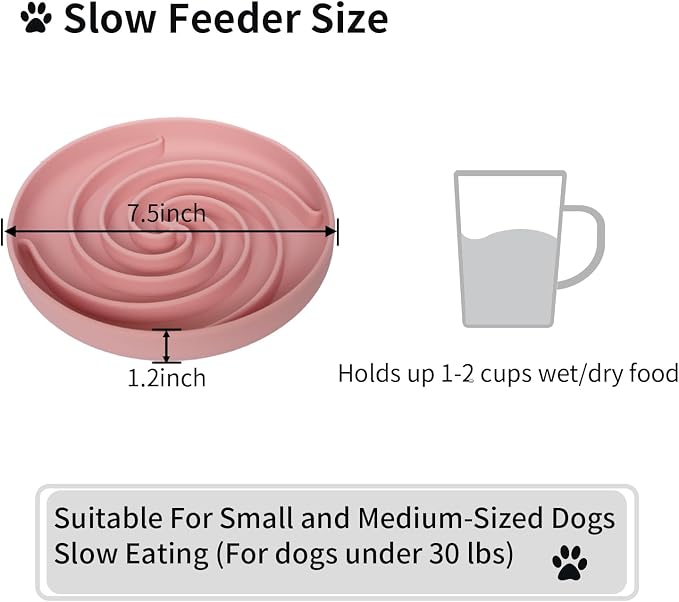 Bifeaw Slow Feeder Dog Bowls, Dishwasher Microwave Safe Silicone Puppy Puzzle Bowl with Non-Slip Design for Eating (Powder Pink) - Image 6