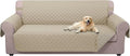 U-NICE HOME 4 Seater Sofa Cover 91''Large Couch Cover, Sand/Beige | Washable, Pet Friendly, Elastic Straps, Water Repellent, Furniture Protector Mat for 4 Cushion Couch by U-NICEHOME