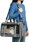 Pet Carrier for Medium-Small Cats, Collapsible Cat Carrier and Soft-Sided Pet Carrier for Cats and Small Dog Up to 17lbs, Stress-Free Travel with Privacy Cover, Travel Bag L18.9”X11.42”X11.42” by TuffYuki