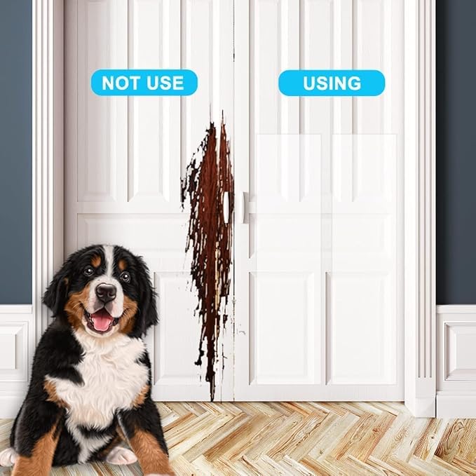 FTSTC Door Protector from Dog Scratching, [Thicken Vinyl] Heavy Duty Claw Guard Door Protector, Flexible Couch Corner Door Claw Shield for Cat, Anti-Scratch Guard for Furnitures(130in X 8.3in) - Image 2
