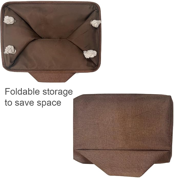 TheWarmHome Decorative Basket Rectangular Fabric Storage Bin Organizer Basket with Handles for Clothes Storage (Brown,Large-3Pack,15.7L*11.8W*8.3H) - Image 8