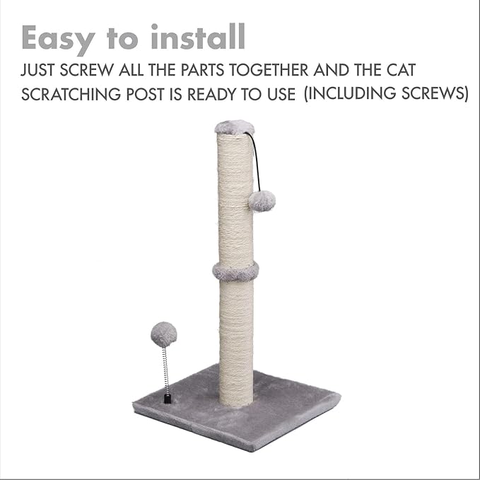 MECOOL Cat Scratching Post Premium Basics Kitten Scratcher Sisal Scratch Posts with Hanging Ball 22" for Kittens or Smaller Cats (22 inches for Kitten, Gray) - Image 7