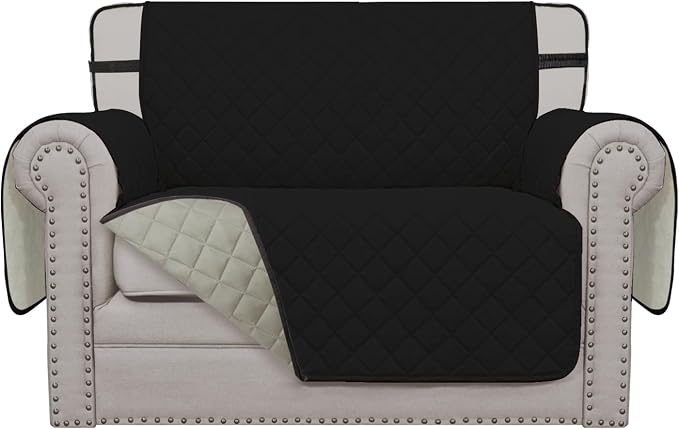 Easy-Going Reversible Couch Cover, Chair 30 in, Black/Beige | Machine Washable Slipcover For Dogs, Water Resistant Furniture Mat For Living Room, Non-Slip Sofa Cover, Pet Friendly by Easy-Going