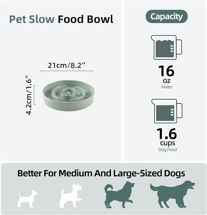 Havniva Dog Bowls Slow Feeder, Ceramic Slow Feeder Dog Bowls for Fast Eater | 1.6 Cups Dog Food Bowl Puzzle Feeder, Slow Feeding Bowls for Medium Breed, Non-Slip Base, Anti-Choking - Image 2