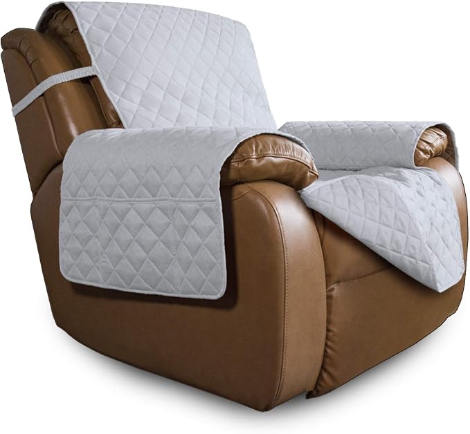 Easy-Going Oversized Recliner Chair Cover Reversible Sofa Cover Water Resistant Couch Cover Furniture Protector with Elastic Straps for Pets Dog Cat (Oversized Recliner, Light Gray/Light Gray) | Machine Washable Slipcover For Dogs, Water Resistant Furn... by Easy-Going