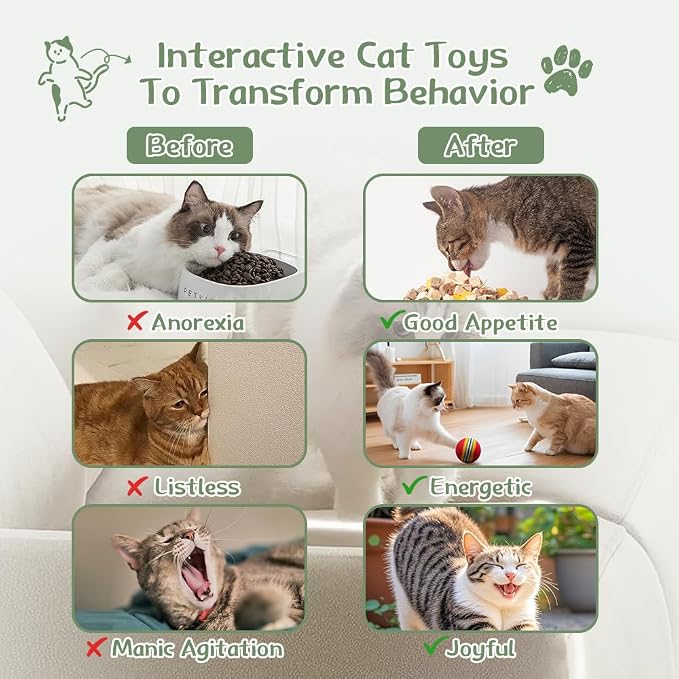 33-Pack Cat Toys for Indoor Cats & Kittens, Interactive Cat Toy | Kitten Toys for Indoor Kittens Set: Jingle Balls, Crinkle Balls, Springs & Catnip - Ideal for Boredom Relief & Self Play - Image 7