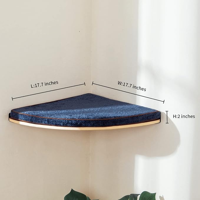 Wall Mounted Corner Cat Bed - Cat Shelf with Comfortable Cushion - Minimalistic Cats Furniture for Indoor Cats - Climbing Perch for Wall,Cream - Image 5