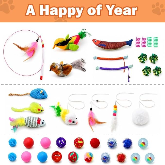 Tall Cat Scratching Post with Cat Puzzle Toys, Interactive Cat Toys | 40 cat toys, 35 Inch, Large Cat Post with Rotating Hanging Toys, Cat Toys for Bored Indoor Adult Cats, Stable, Sisal Rope - Image 5