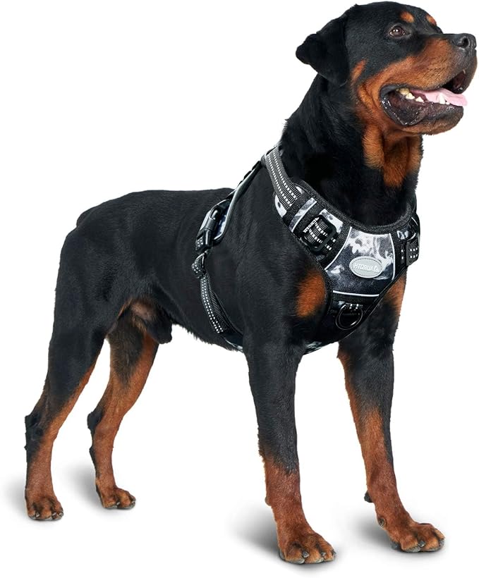 AUROTH Tactical Dog Harness for Small Medium Large Dogs - No Pull, Adjustable, Reflective, K9 Working Training, Easy Control, Military Service Dog Harness (M, Black Ink) | Heavy Duty with Handle, Breathable Padded, Reflective, Military K9, Easy Control... - Image 8