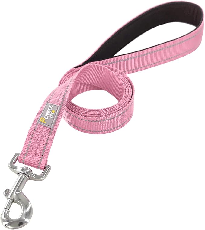 6 FT Basic Dog Leash for Large Dogs,Pink | Padded Handle,Metal D-Ring,Heavy Duty Nylon Webbing, for Walking & Training - Image 2