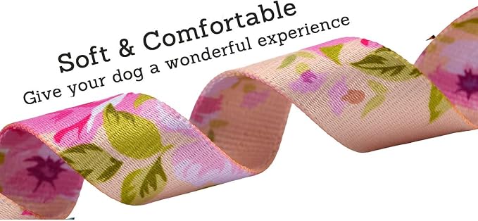 Mihqy Dog Collar and Leash Set, for Small Dogs, Pink Rose Set,XS | with Floral Patterns, Adjustable for Small Medium Large Dogs, Comfortable for Walks and Outdoor Hikes - Image 3