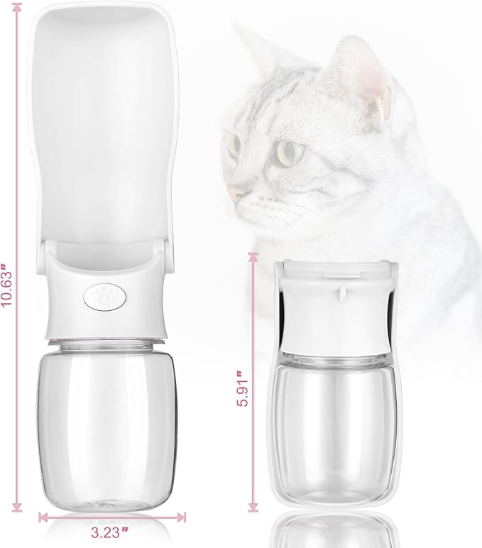 Portable Dog Water Bottle, Foldable Water Bottle for Dog, White, 12oz | Leak Proof Dispenser, Dishwasher Safe, Puppy Travel Water Bowl Fit for Cat, Rabbit, Small Animals Walking, Hiking, Travel - Image 3
