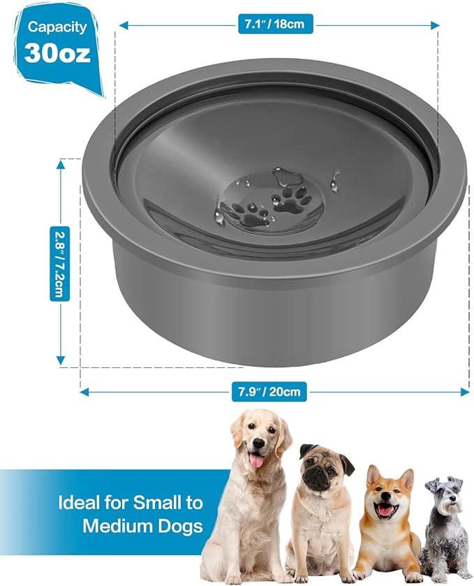No Spill Dog Water Bowl, Slow Drinking Non Spilling Water Dish, Fits into Elevated Pet Feeder, 30oz Messy Drip Proof Slobber Stopper Water Dispenser for Dogs - Image 6
