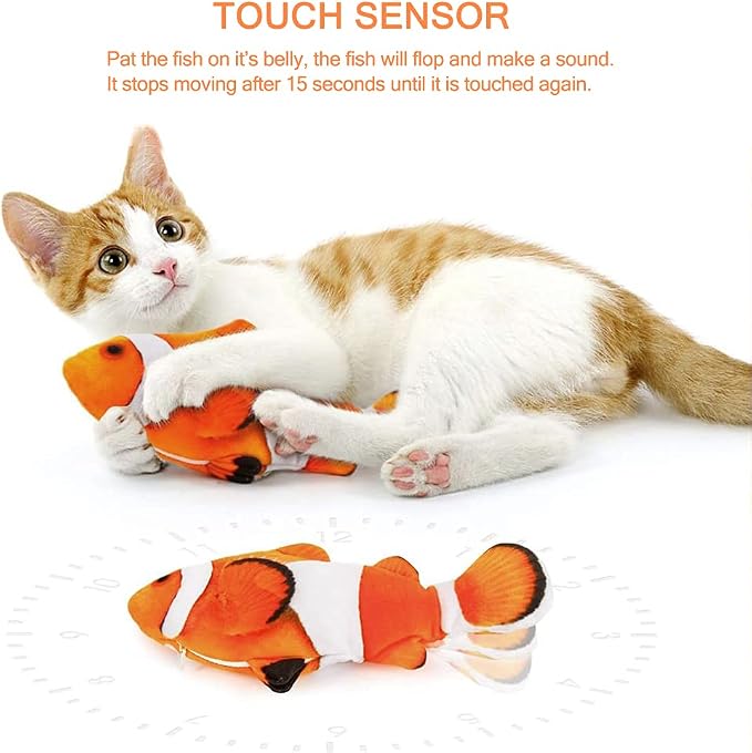 Tocirelo Cat Toy Flopping Fish - Interactive Cat Toy for Indoor Bored Cats | Automatic Moving Floppy Fish Dog Toy, 11" Realistic Electric Kitten Kicker Exercise Stuff with Catnip SilverVine - Image 7