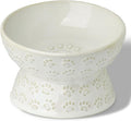 Ceramic Tilted Elevated Small Cat Bowl, for Fat Faced Cat, Kitten, White | 15° Tilted Elevated Design,5oz Small Meal Capacity,Chin-Friendly Ceramic,Paw Print by GDCZ