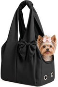 Fashion Dog Purse Carrier for Small Dogs, Soft-Sided Dog Bag Carrier with 4 Large Pockets, No Collapse, Lightweight, Smart Zipper Lock, Puppy Tote Bag for Cats Rabbit Carrier for Travel(Black) by Unknown