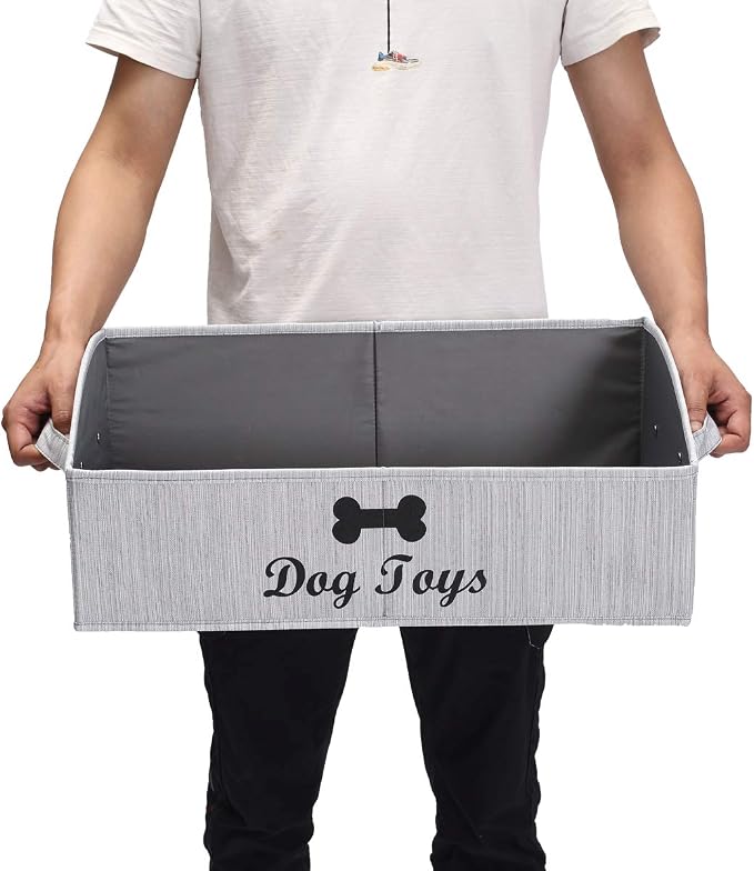Morezi Dog Toy Basket - Organize Pet Toys, Blankets, Leashes, Chews in Living Room, Playroom, Closet, Shelf - Grey - Image 6