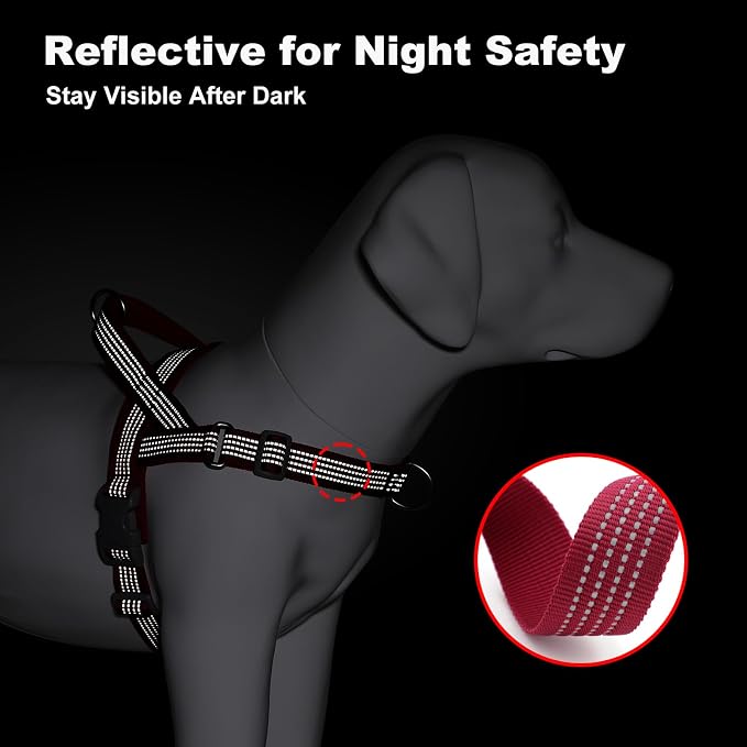 No Pull Dog Harness with Handle, Adjustable Soft Mesh Padded Vest | Reflective Walking Harness with Front Clip for Small Medium Large Dogs, Quick Fit No Escape for Training, Red, L - Image 7
