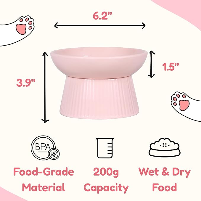 Unbreakable Raised Slow Feeder Bowl for Cats and Small Dogs, Elevated Cat Bowls, Detachable Slow Feede Bowl, Heavy Weighted, Non-Slip Feeder, Whisker Friendly (Pink, Round - 6.2w'' x 1.5h'' inch) - Image 7
