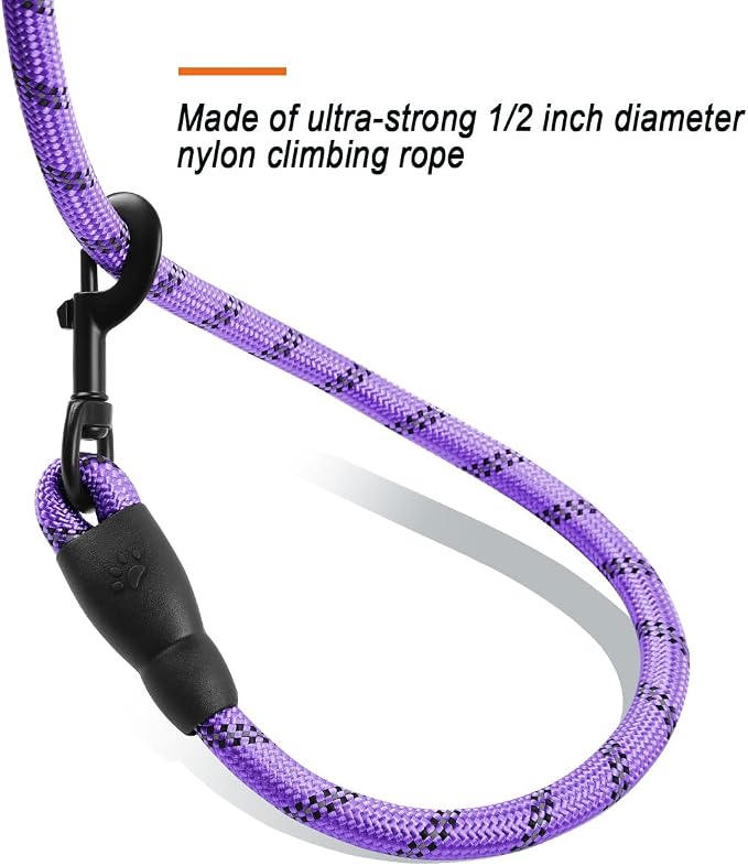 BARKBAY Dog Leashes for Large Dogs Heavy Duty Dog Leash 4/5/6 FT with Comfortable Padded Handle and Highly Reflective Threads for Medium Large Dogs Walking Training Running (6FT-1/2,Violet Purple) - Image 4