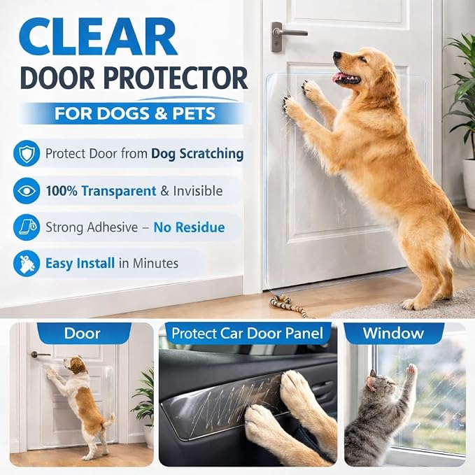 FTSTC Door Protector from Dog Scratching, [Thicken] 6 Pack Clear Training Self Adhesive Tape for Dogs,Cat Scratch Door Frame Protector,Anti Dog Scratch Door Guard (6Roll Total 240'') - Image 5