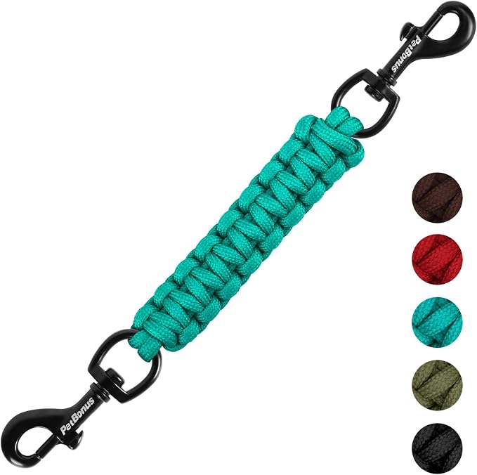 PetBonus Dog Collar Safety Clip, Handmade Prong Collar to Harness Connector | Dog Leash Backup Safety Strap, Escape Proof, Double Ended Clasp, Lead Connector for Pinch Collar, Harness (Turquoise) by Petbonus