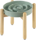 Havniva Elevated Slow Feeder Dog Bowls, Ceramic Dog Bowl Slow Feeder | 1.6 Cups Raised Slow Feeding Bowl for Medium Breed, Puzzle Dog Food Bowl with Wooden Stand, Non-Slip, Anti-Choking by Havniva