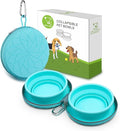 KALLAK Collapsible Silicone Twin Bowls with Zipper Silicone Case, 2 in 1 Portable Travel Dog Feeder, Pop Out Non-Skid Food and Water Bowl with Carabiner Clip by KALLAK