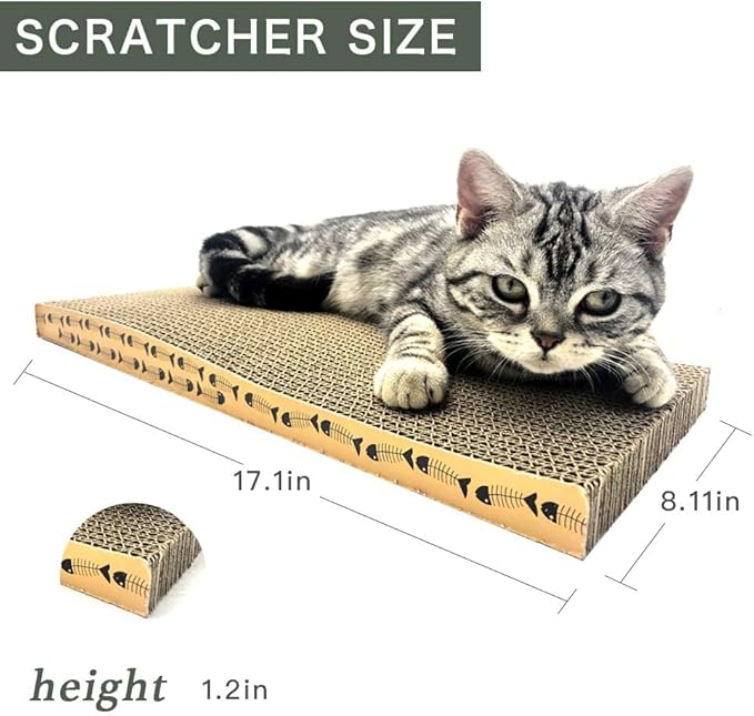 Cat Scratcher Cardboard Scratching Pads Scratch Lounge Bed with Catnip 3PCS Reversible Corrugated Cardboard with Scratch Box - Image 3