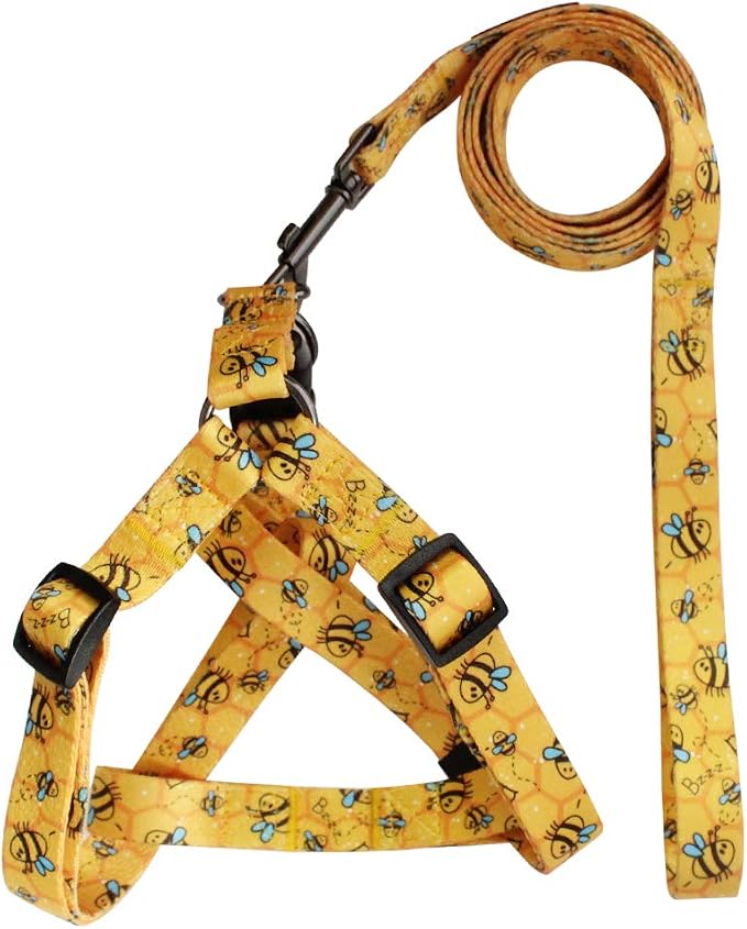 Dog Harness Leash Set Adjustable Heavy Duty No Pull Halter Harnesses for Small Medium Large Breed Dogs Back Clip Anti-Twist Perfect for Walking (L(23"-32" Chest Girth), Yellow Bee) - Image 5