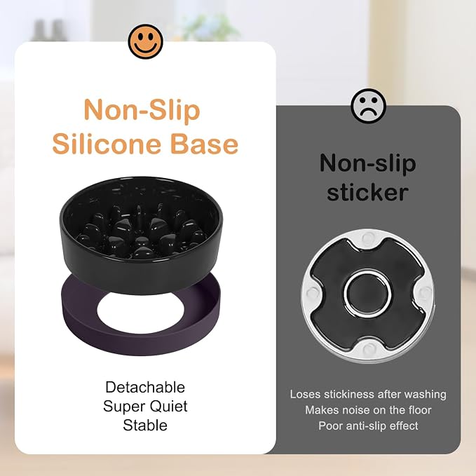 Sted Ceramic Slow Feeder Dog Bowls for Medium Large Breed | Slow Feeding Dog Bowl, Dogs Food Bowls for Fast Eaters, Puzzle Dogs Food Bowl with Silicone Base, Maze Black - Image 4