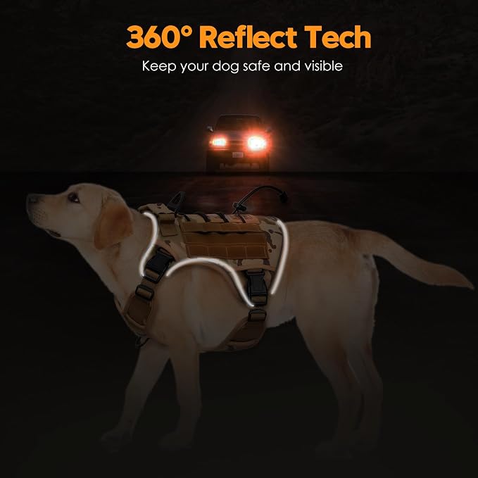 Heavy-Duty Tactical Dog Harness for Large Dogs, No Pull Adjustable Reflective Pet Vest with Molle System, K9 Military-Grade Control for Service Training, Outdoor & 10+ Breeds, Desert Camo, X-Large - Image 5