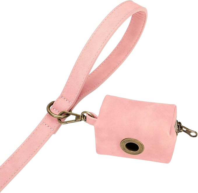 Didog PU Leather Dog Leash for Small Dogs, 5/8in x 5ft, Pink | Soft Grip Full Control, Easy Clean, Metal D-ring for Poop Bag Holder, Tangle-Free 360° Swivel Clasp, for Walking & Training - Image 7