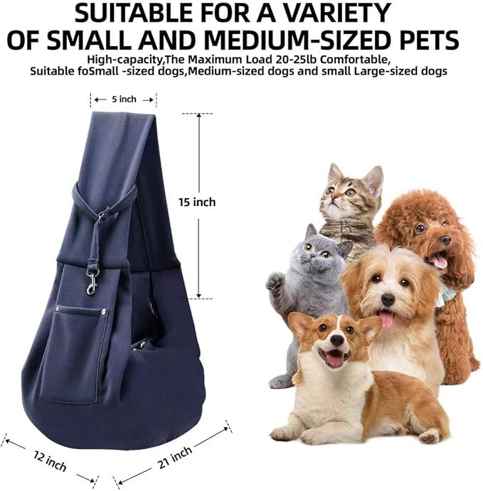 ARZQUT Dog and Cats Carrier Sling, Small Pet Carrier with Storage Pocket | Reversible Puppy Sling Carrier, Safety Buckle, Storage bag, Machine Washable for Travel, Outdoor Activitie, Hand-Free - Image 5