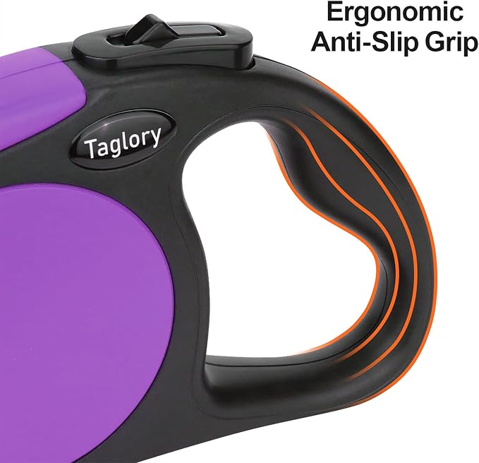 Taglory Retractable Dog Leash, One-Handed Brake, 16ft, Up to 44 lbs, Purple | More Freedom While Staying in Control, Smooth Retraction, Tangle-Free Design, Easy-Grip Handle, Daily Neighborhood Walks - Image 6