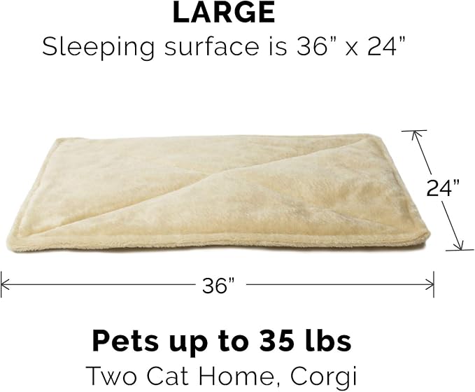 Furhaven ThermaNAP Self-Warming Cat Bed for Indoor Cats & Large/Medium Dogs, Washable & Reflects Body Heat - Quilted Faux Fur Reflective Bed Mat - Cream, Large (Pack of 2) - Image 2