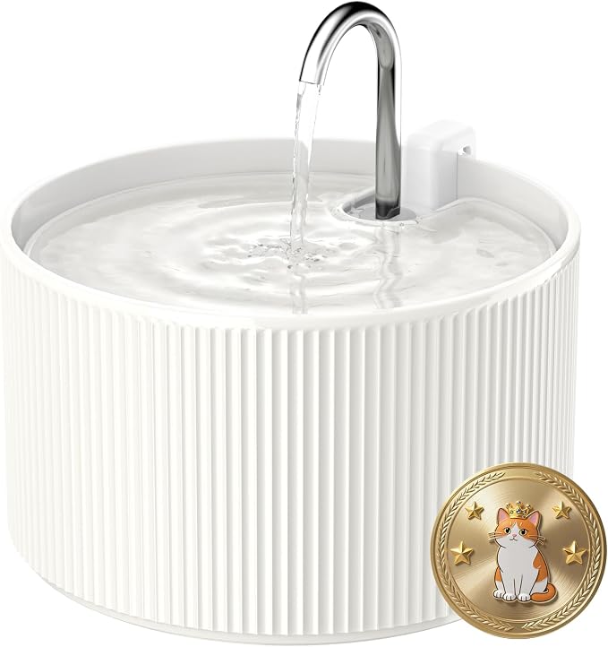 Ceramic Cat Water Fountain, 2.2L/74oz Cat Drinking Fountain | Quiet Pet Fountain for Indoor Cats and Small Dogs, BPA-Free Ceramic, Easy to Clean by Kenepet