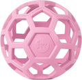 JW Pet HOL-ee Roller Dog Puzzle Ball, Large 5.5in, Natural Rubber, Pink | Puzzle Ball Design Dog Toy for Interactive Play and Chasing Fun by JWPet